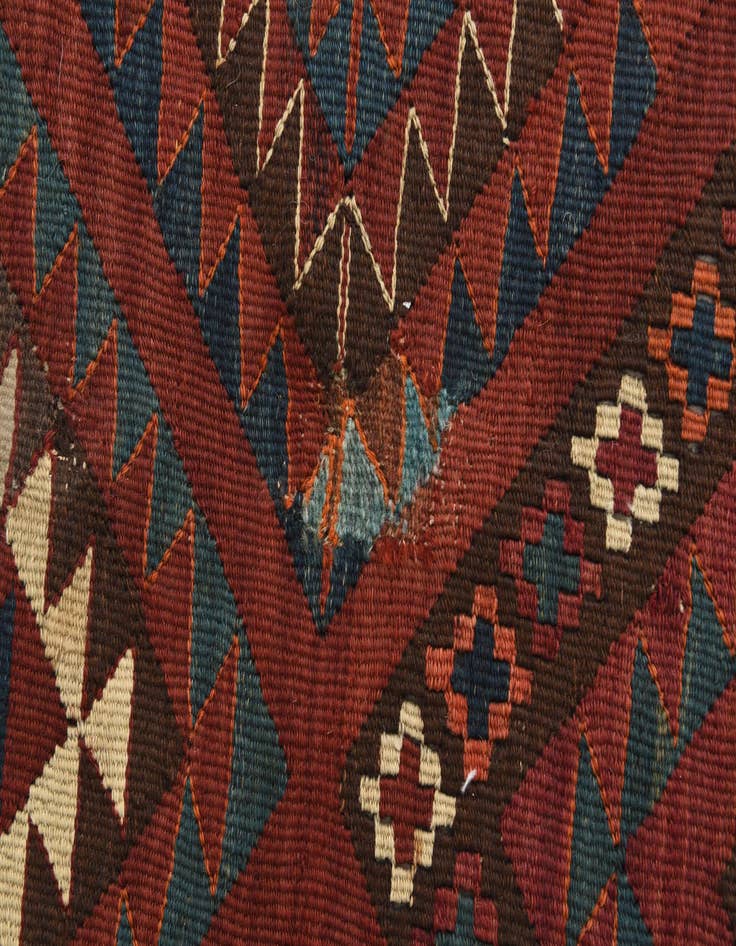 Detail image of  4' 8 x 13' 3  Hand Woven Kilim Fars Wool Runner Rug