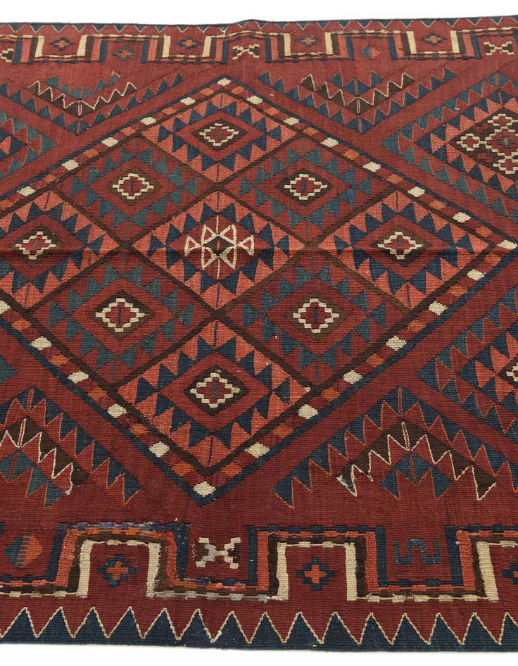 Detail image of  4' 8 x 13' 3  Hand Woven Kilim Fars Wool Runner Rug