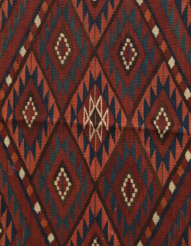 Detail image of  4' 8 x 13' 3  Hand Woven Kilim Fars Wool Runner Rug
