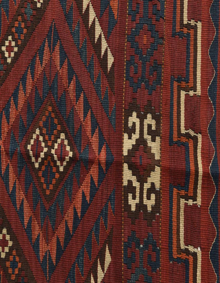 Detail image of  4' 8 x 13' 3  Hand Woven Kilim Fars Wool Runner Rug
