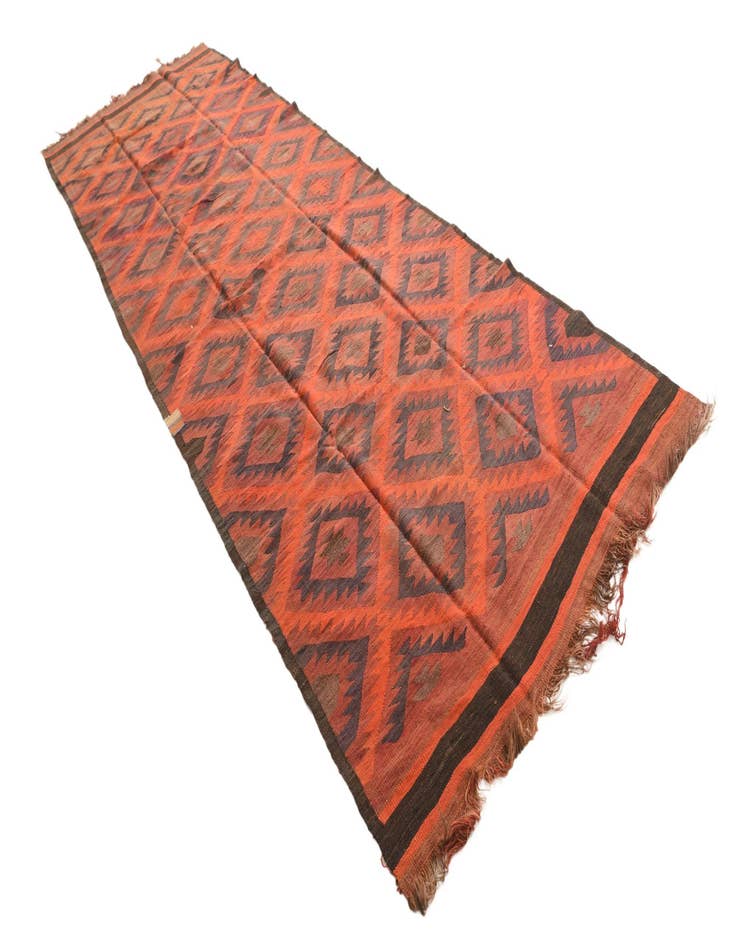 Detail image of  4' 9 x 14' 3  Hand Woven Kilim Fars Wool Runner Rug