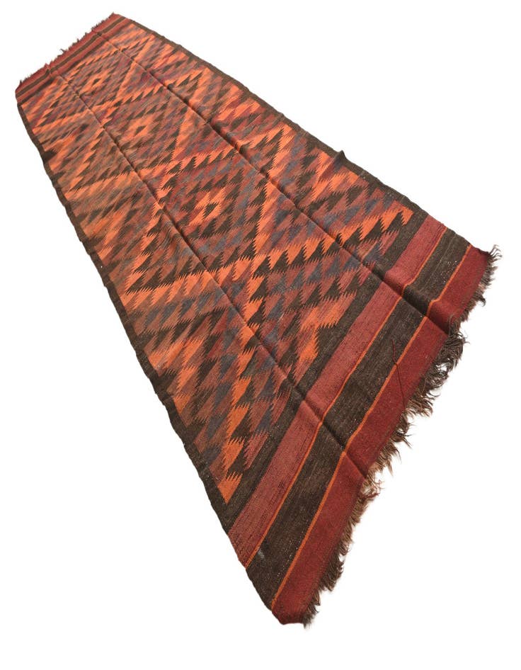 Detail image of  4' 6 x 14' 5  Hand Woven Kilim Fars Wool Runner Rug