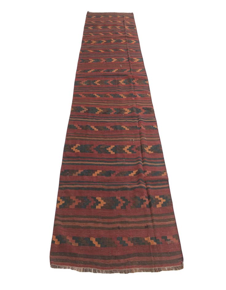 Detail image of  3' 9 x 11' 7  Hand Woven Kilim Fars Wool Runner Rug