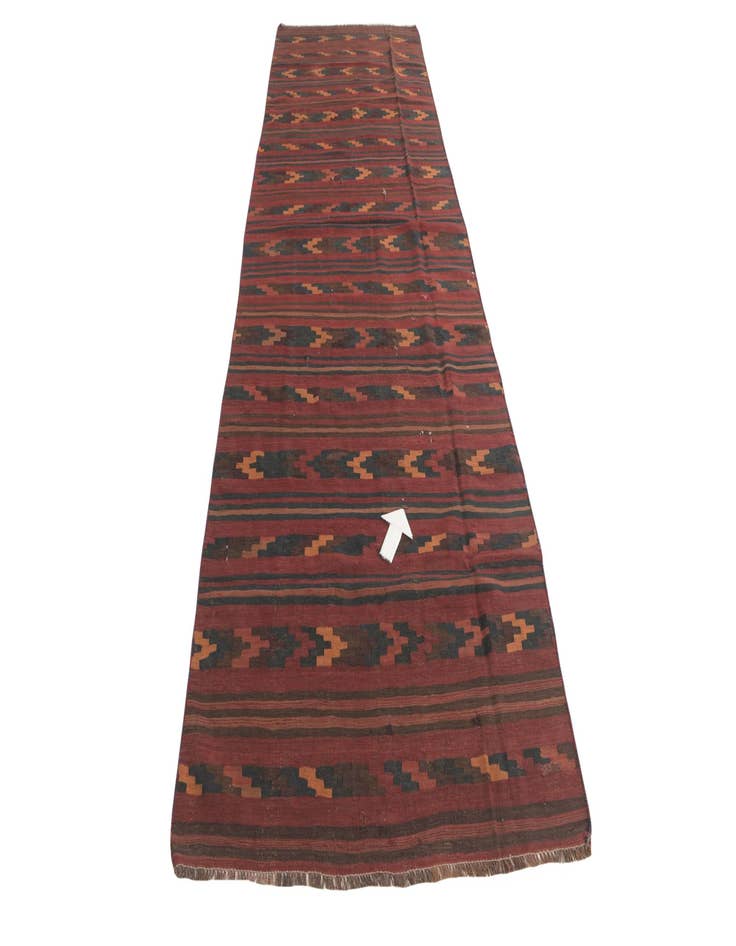 Detail image of  3' 9 x 11' 7  Hand Woven Kilim Fars Wool Runner Rug