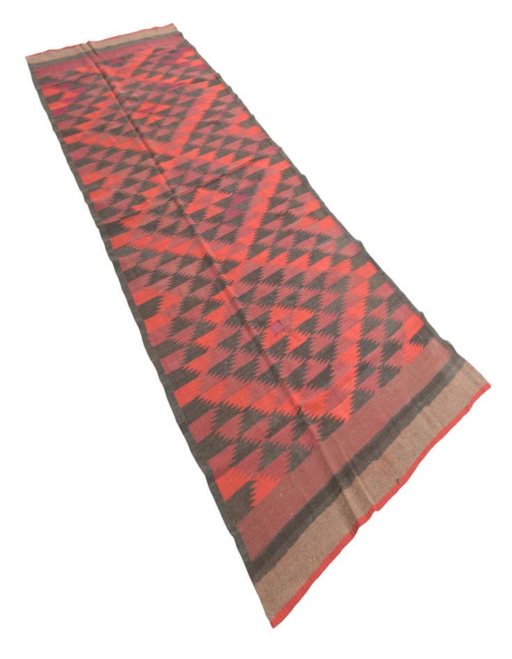 Detail image of  4' 4 x 10' 9  Hand Woven Kilim Fars Wool Runner Rug