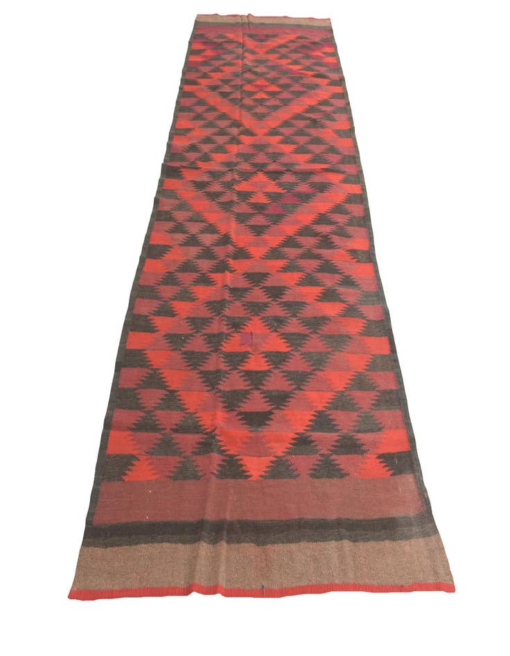 Detail image of  4' 4 x 10' 9  Hand Woven Kilim Fars Wool Runner Rug