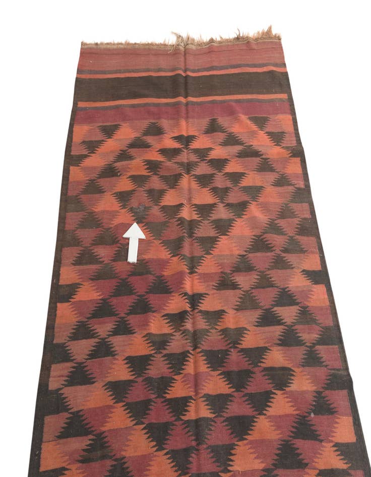 Detail image of  4' 5 x 12' 3  Hand Woven Kilim Fars Wool Runner Rug