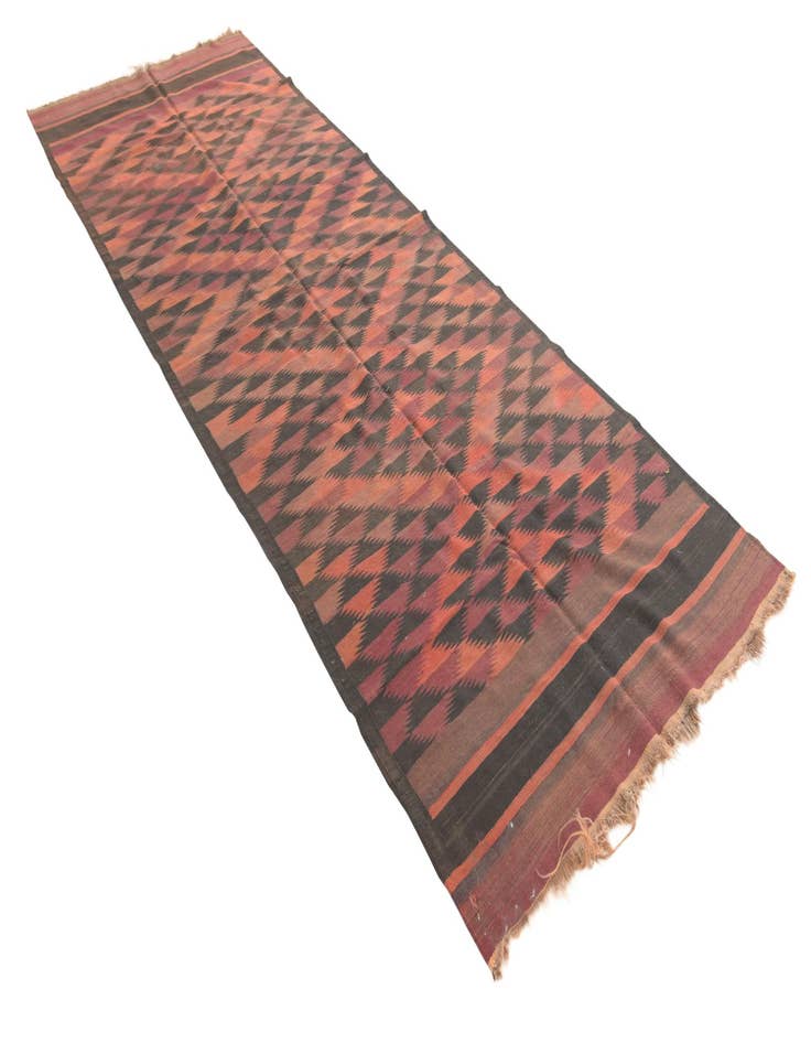 Detail image of  4' 5 x 12' 3  Hand Woven Kilim Fars Wool Runner Rug