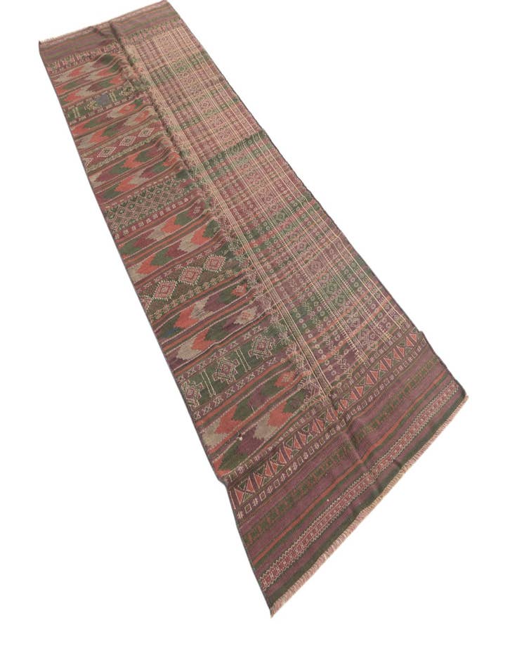 Detail image of  3' 4 x 10'  Hand Woven Kilim Fars Wool Runner Rug