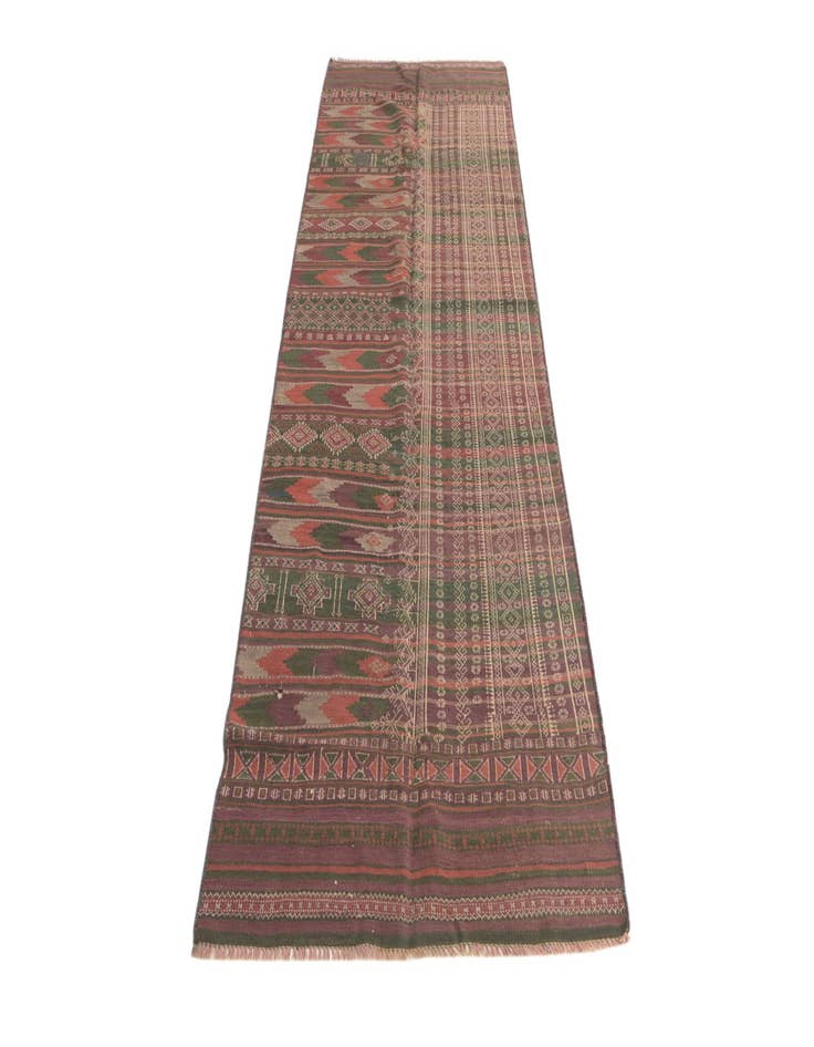 Detail image of  3' 4 x 10'  Hand Woven Kilim Fars Wool Runner Rug