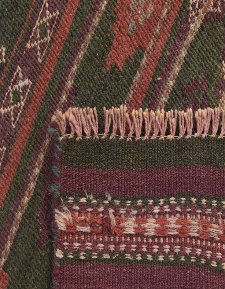 Detail image of  3' 4 x 10'  Hand Woven Kilim Fars Wool Runner Rug