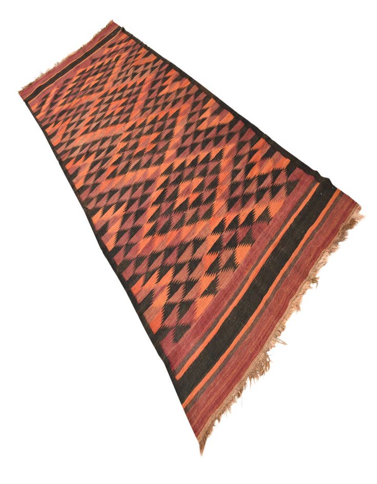 Detail image of  4' 5 x 11' 9  Hand Woven Kilim Fars Wool Runner Rug