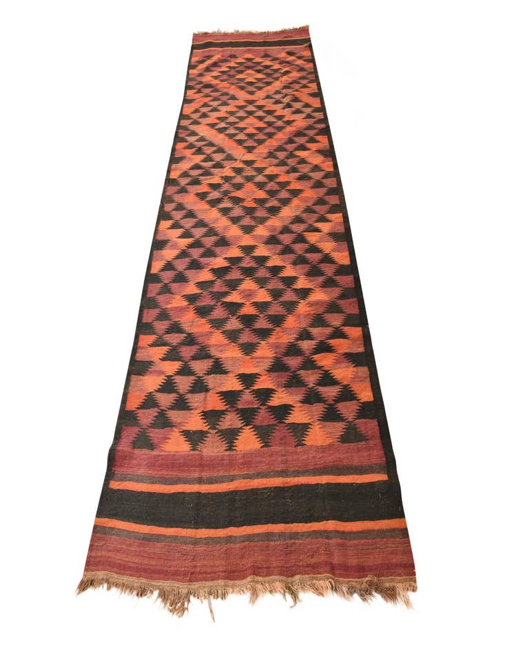 Detail image of  4' 5 x 11' 9  Hand Woven Kilim Fars Wool Runner Rug