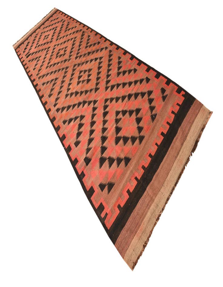 Detail image of  4' 8 x 15' 3  Hand Woven Kilim Fars Wool Runner Rug