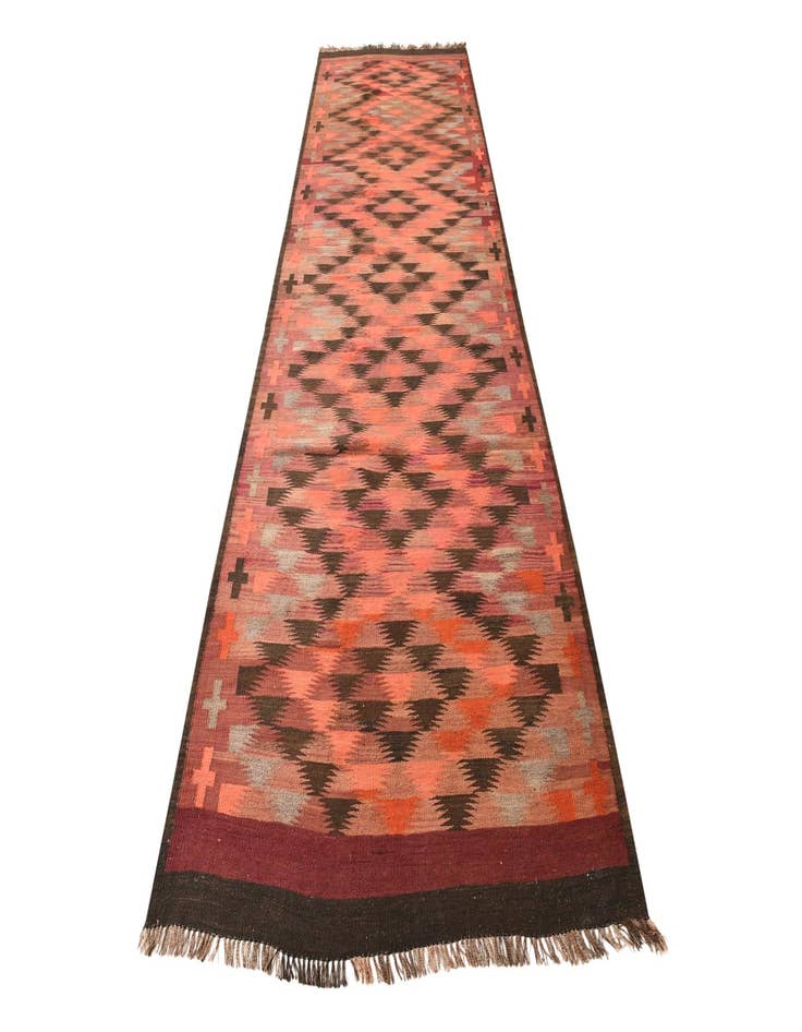 Detail image of  4' 2 x 14'  Hand Woven Kilim Fars Wool Runner Rug