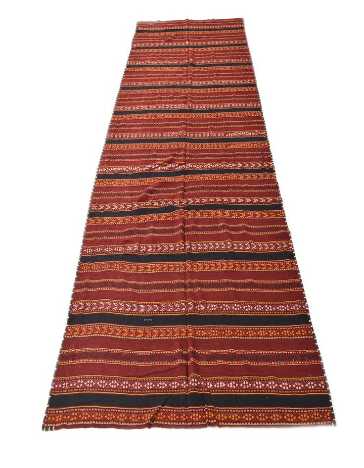 Detail image of  5' 4 x 11' 10  Hand Woven Kilim Fars Wool Runner Rug