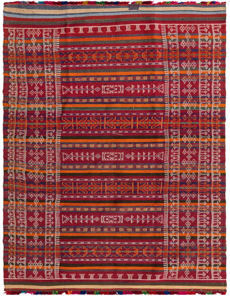 Primary image 3' 9 x 10' 2 Hand Woven Kilim Fars Wool Runner Rug