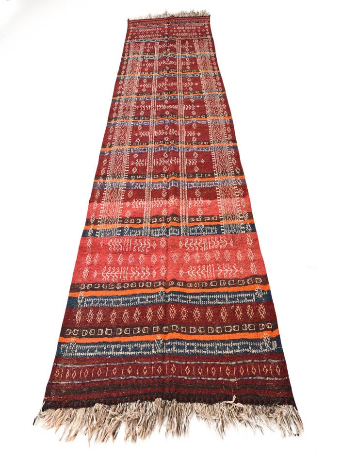 Detail image of  4' 7 x 13' 3  Hand Woven Kilim Fars Wool Runner Rug