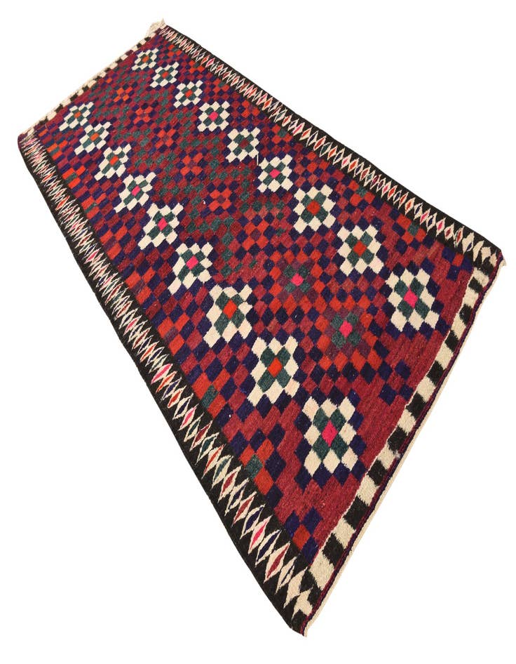 Detail image of  4' 5 x 9' 6  Hand Woven Kilim Fars Wool Runner Rug