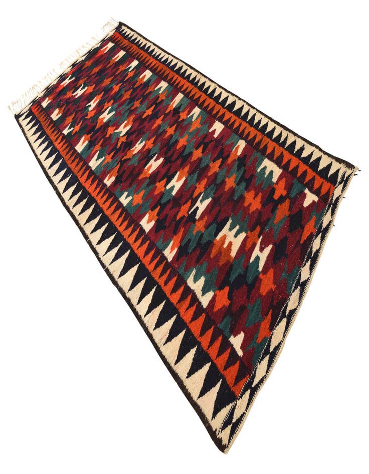 Detail image of  4' 6 x 9'  Hand Woven Kilim Fars Wool Runner Rug