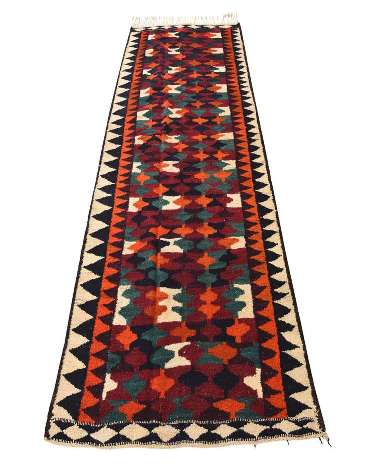 Detail image of  4' 6 x 9'  Hand Woven Kilim Fars Wool Runner Rug