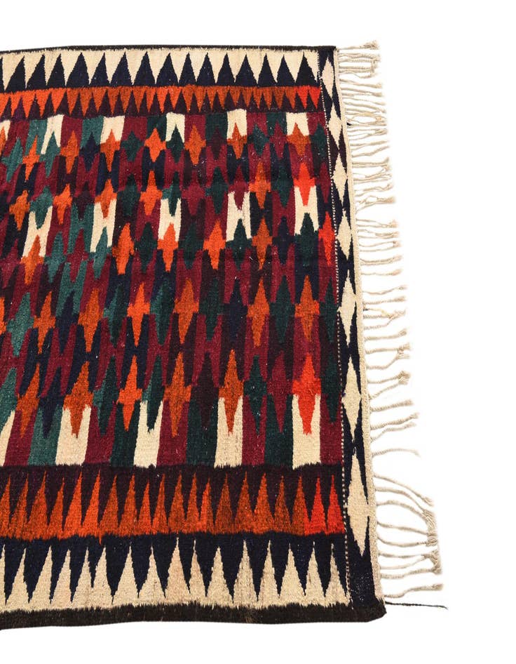 Detail image of  4' 6 x 9'  Hand Woven Kilim Fars Wool Runner Rug