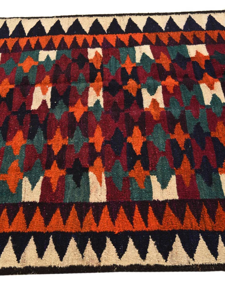 Detail image of  4' 6 x 9'  Hand Woven Kilim Fars Wool Runner Rug