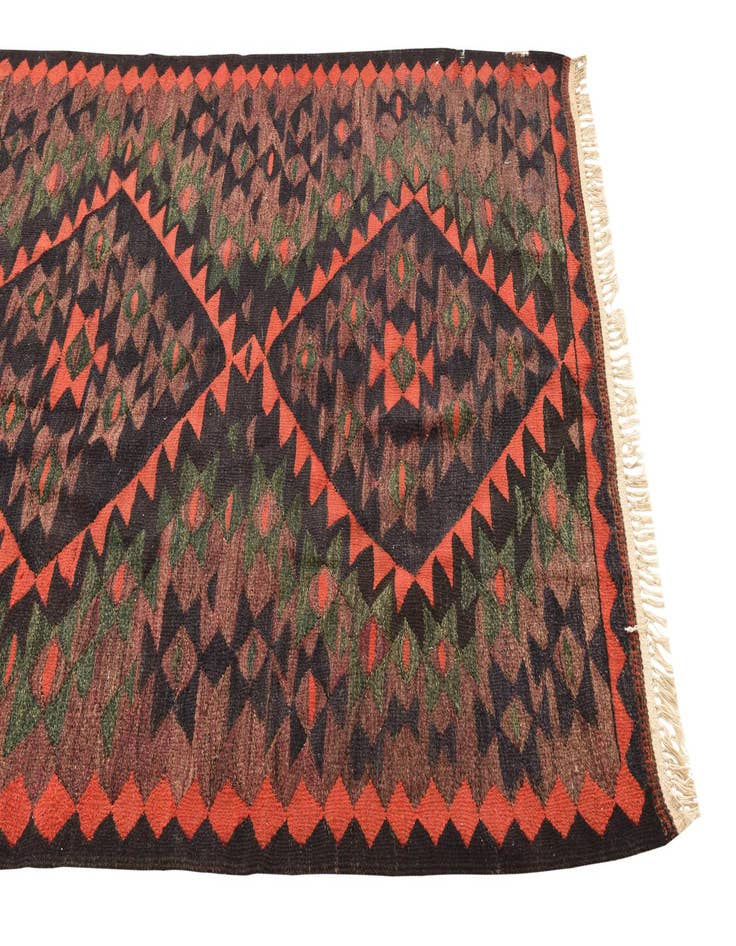 Detail image of  4' 5 x 8' 4  Hand Woven Kilim Fars Wool Runner Rug