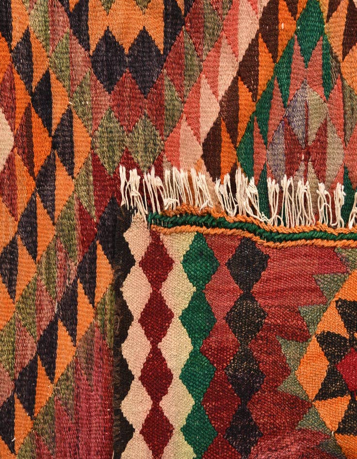 Detail image of  4' 6 x 9' 8  Hand Woven Kilim Fars Wool Runner Rug