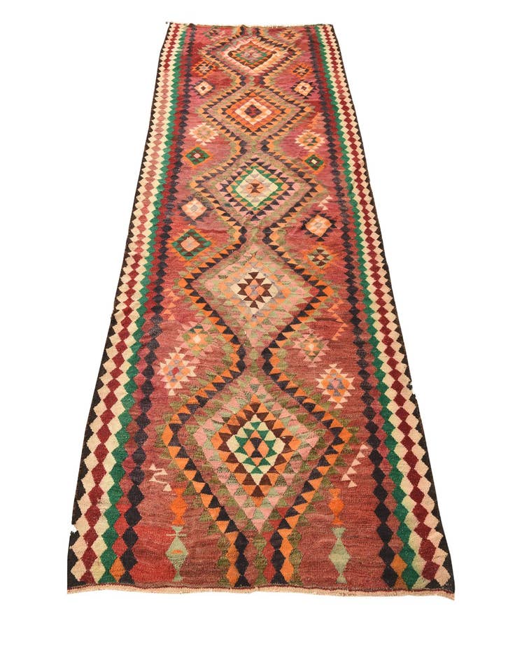 Detail image of  4' 6 x 9' 8  Hand Woven Kilim Fars Wool Runner Rug