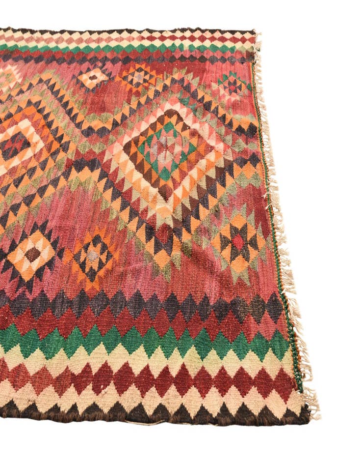Detail image of  4' 6 x 9' 8  Hand Woven Kilim Fars Wool Runner Rug