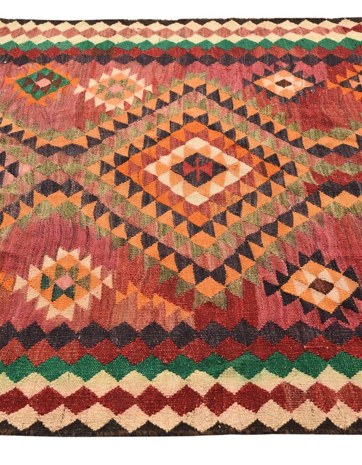 Detail image of  4' 6 x 9' 8  Hand Woven Kilim Fars Wool Runner Rug