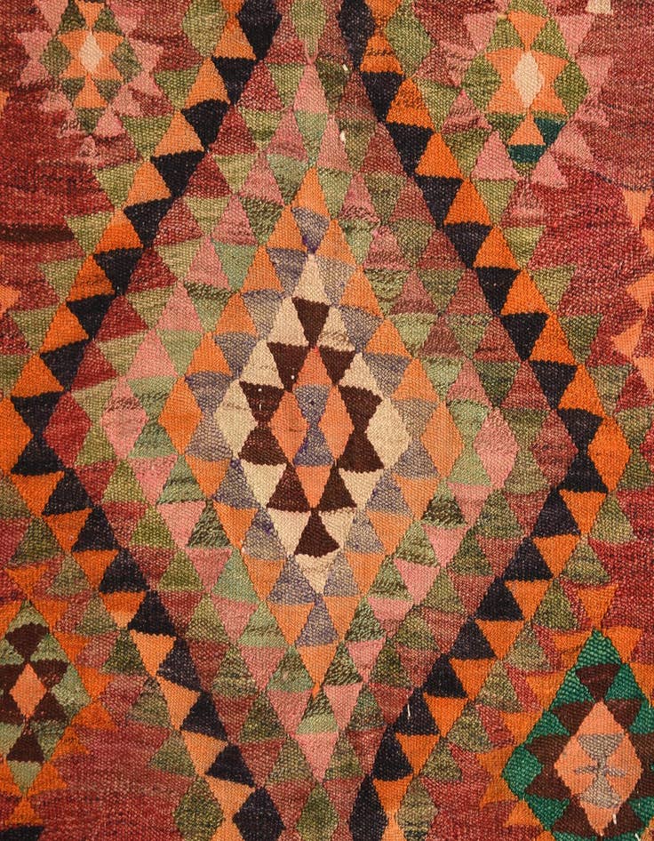 Detail image of  4' 6 x 9' 8  Hand Woven Kilim Fars Wool Runner Rug