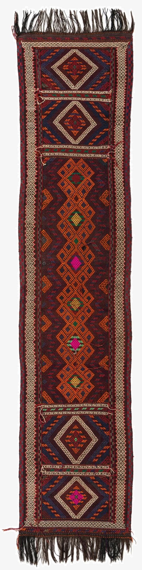  2' 4 x 10' 8  Hand Knotted Kilim Fars Persian Wool Runner Rug