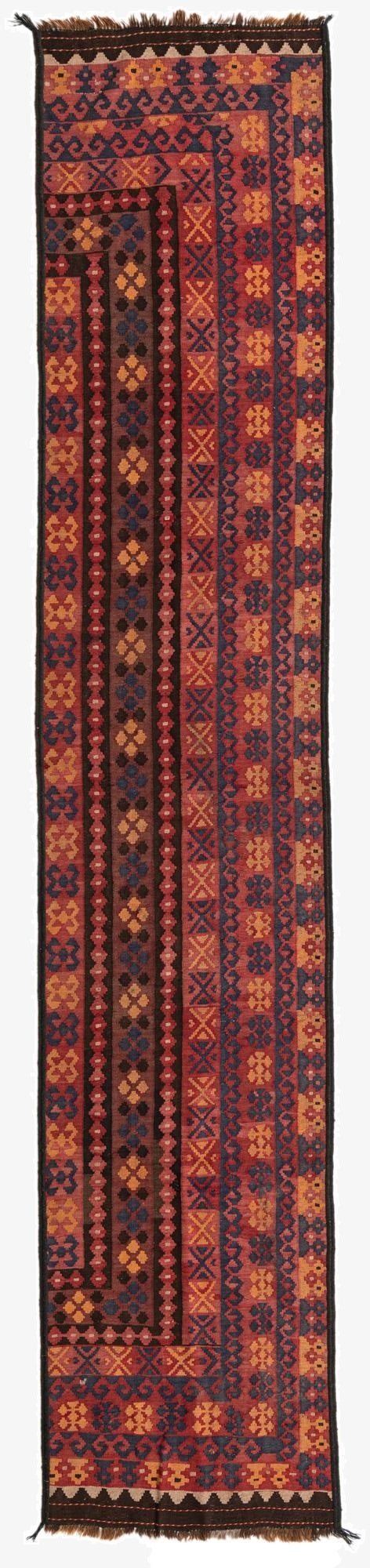  2' 10 x 14' 6  Hand Woven Kilim Fars Wool Runner Rug