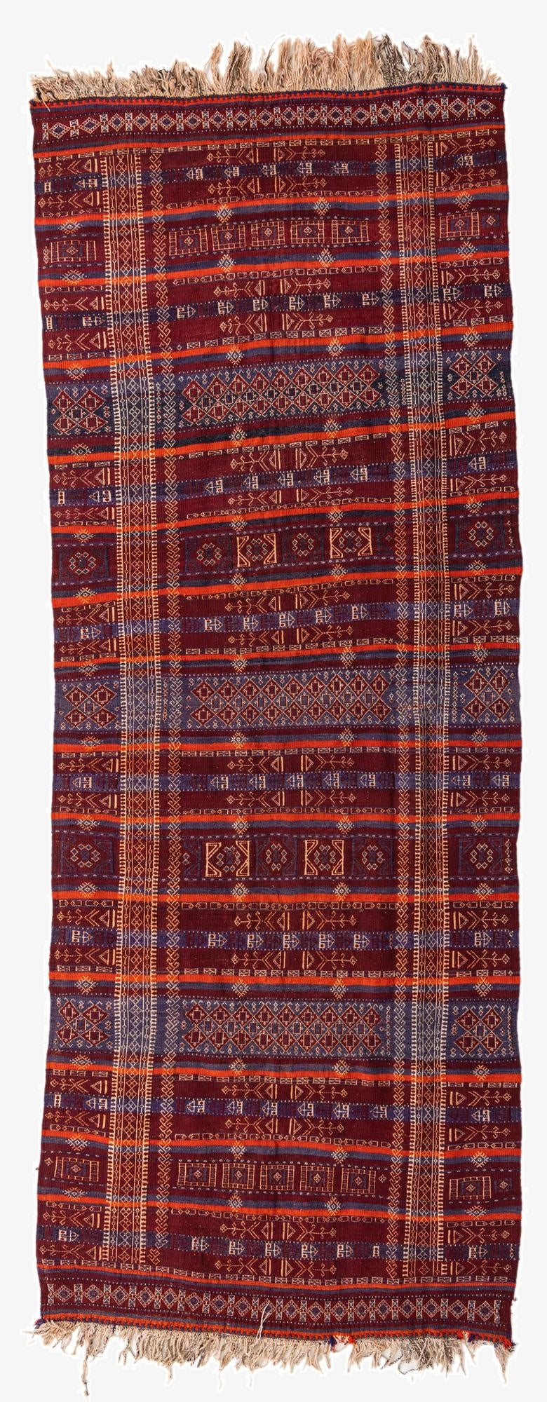  4' 9 x 12' 6  Hand Woven Kilim Fars Wool Runner Rug