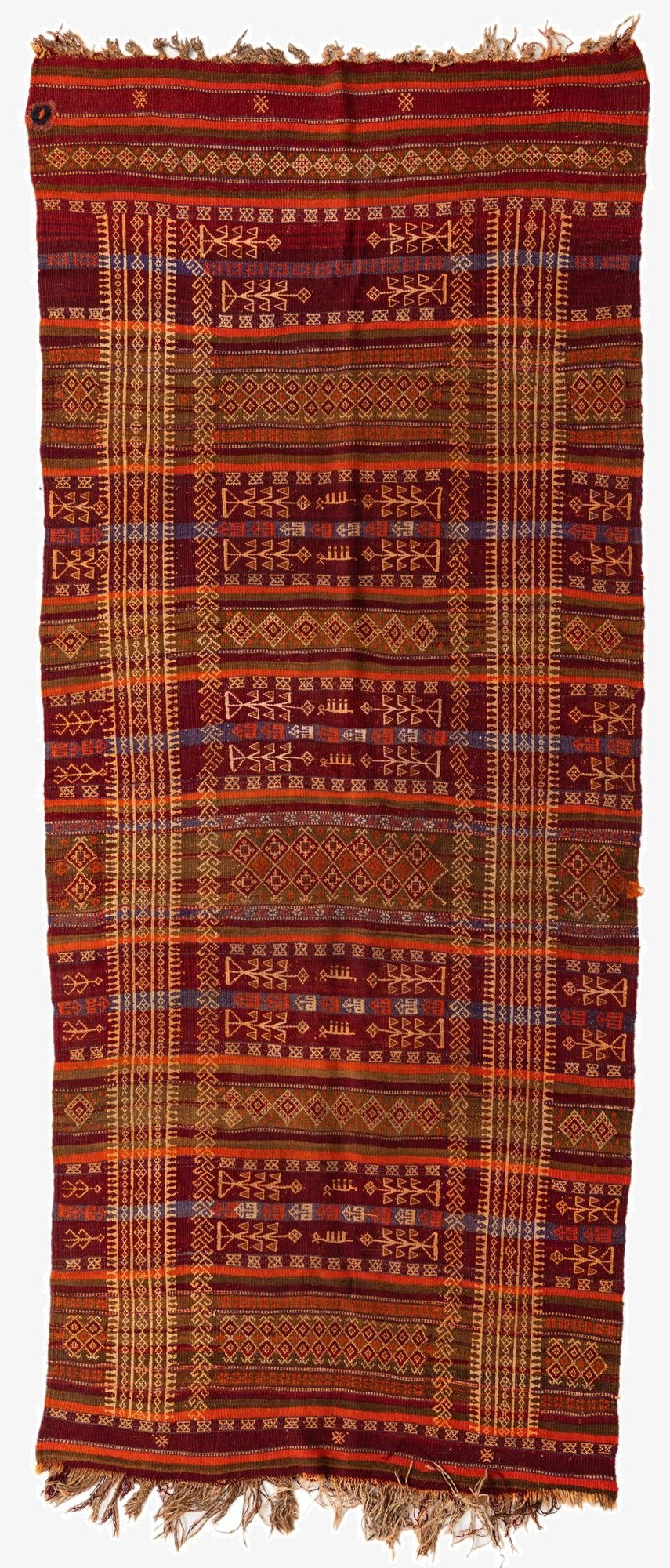  4' 9 x 11' 2  Hand Woven Kilim Fars Wool Runner Rug