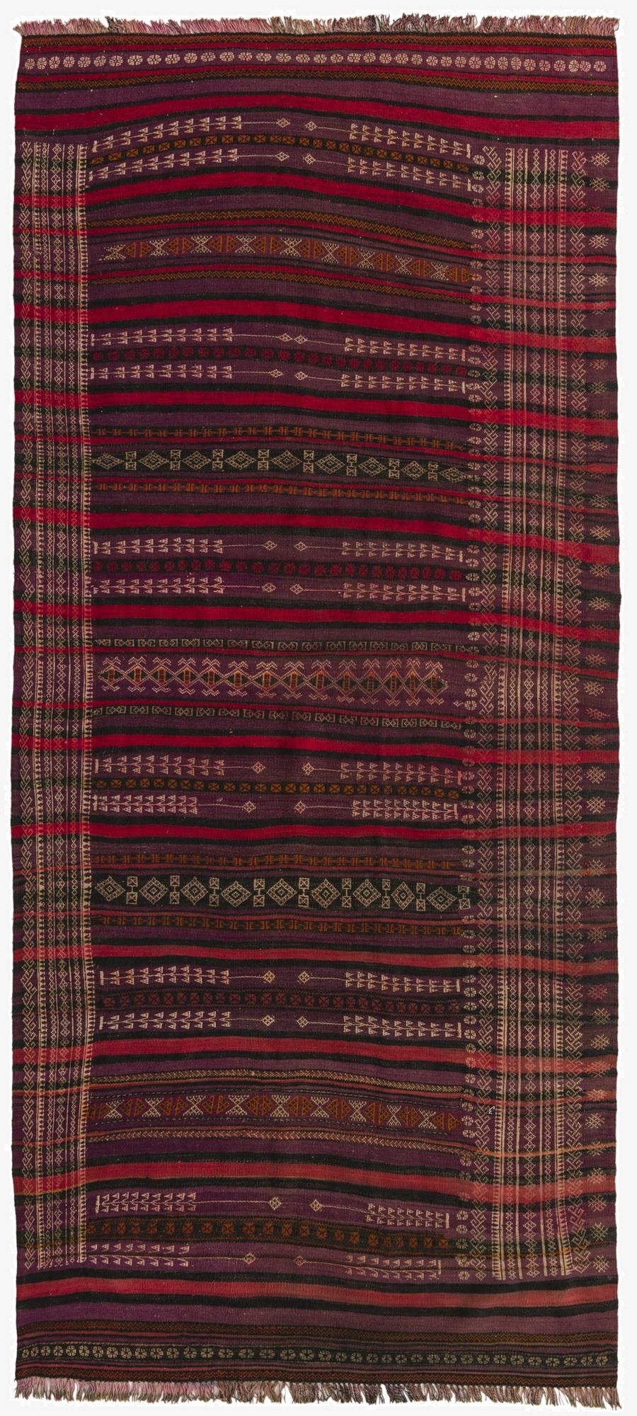  4' 5 x 9' 9  Hand Woven Kilim Fars Wool Runner Rug