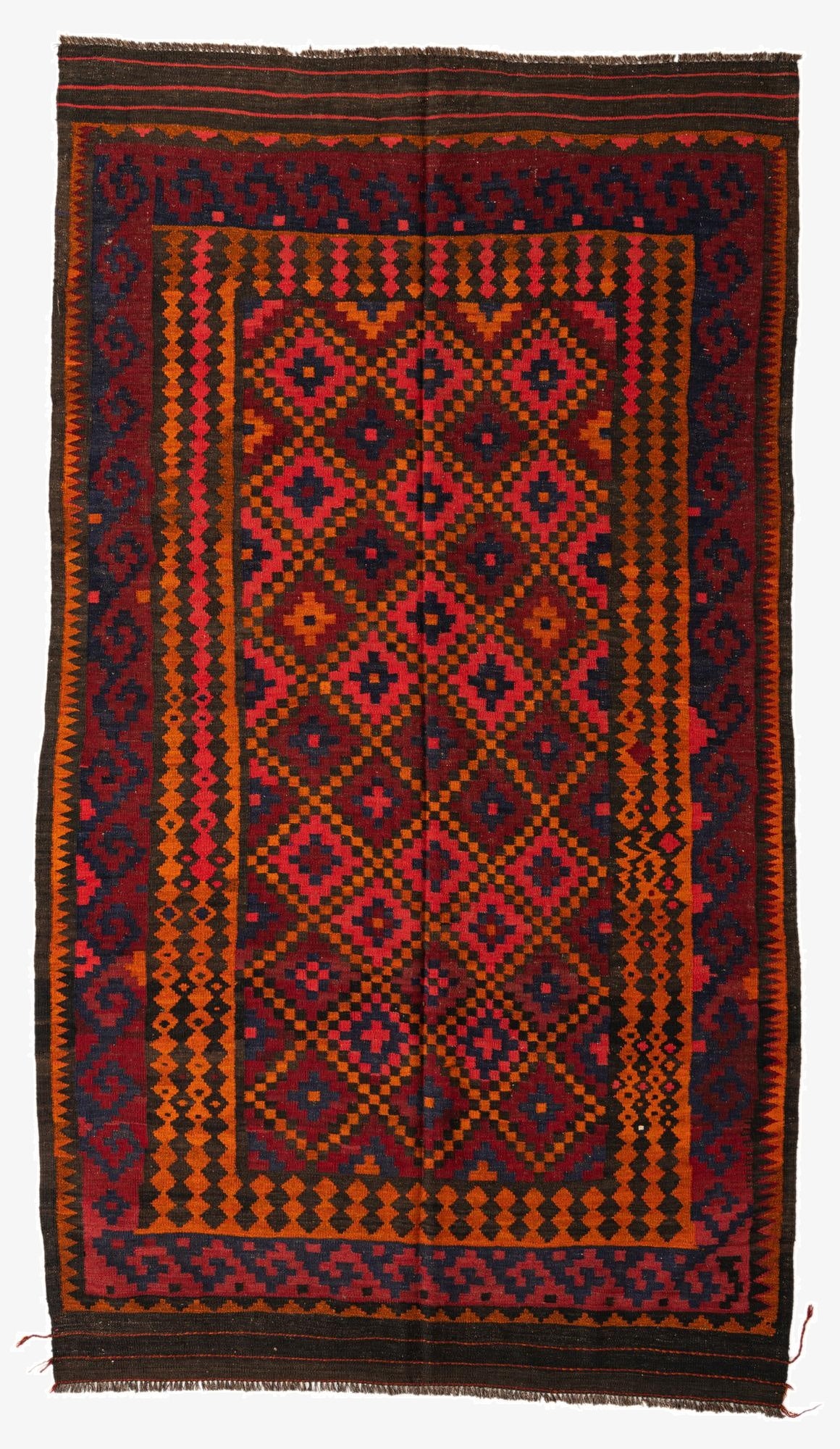  5' 6 x 9' 10  Hand Woven Kilim Fars Wool Runner Rug