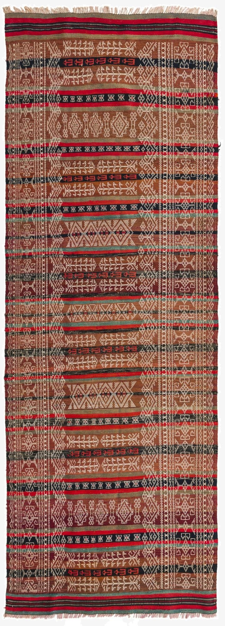  3' 9 x 10' 3  Hand Woven Kilim Fars Wool Runner Rug