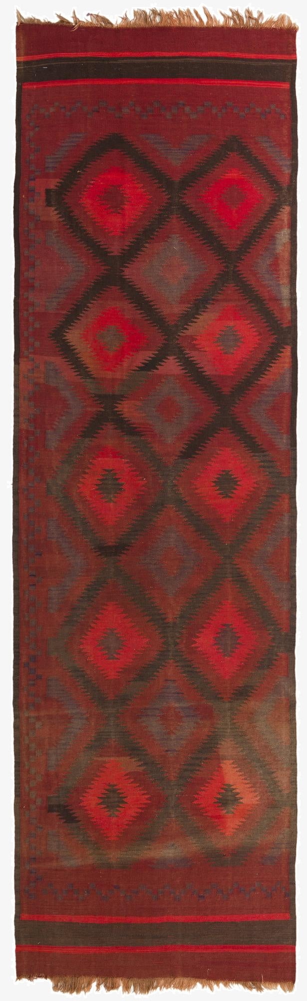  4' 5 x 14' 10  Hand Woven Kilim Fars Wool Runner Rug