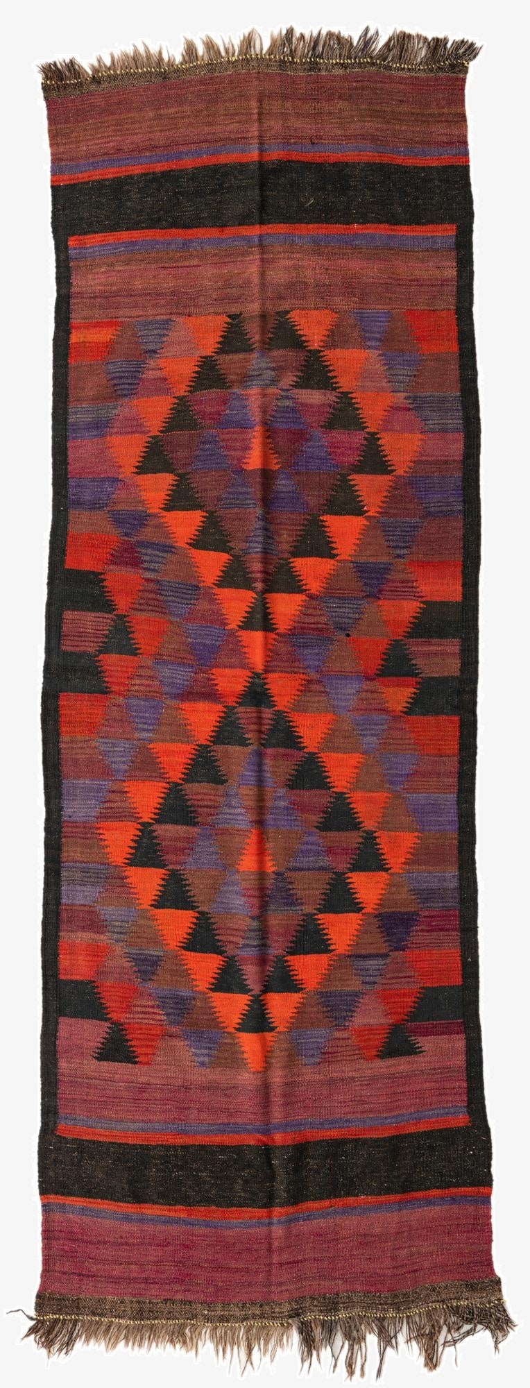  3' 7 x 10' 4  Hand Woven Kilim Fars Wool Runner Rug
