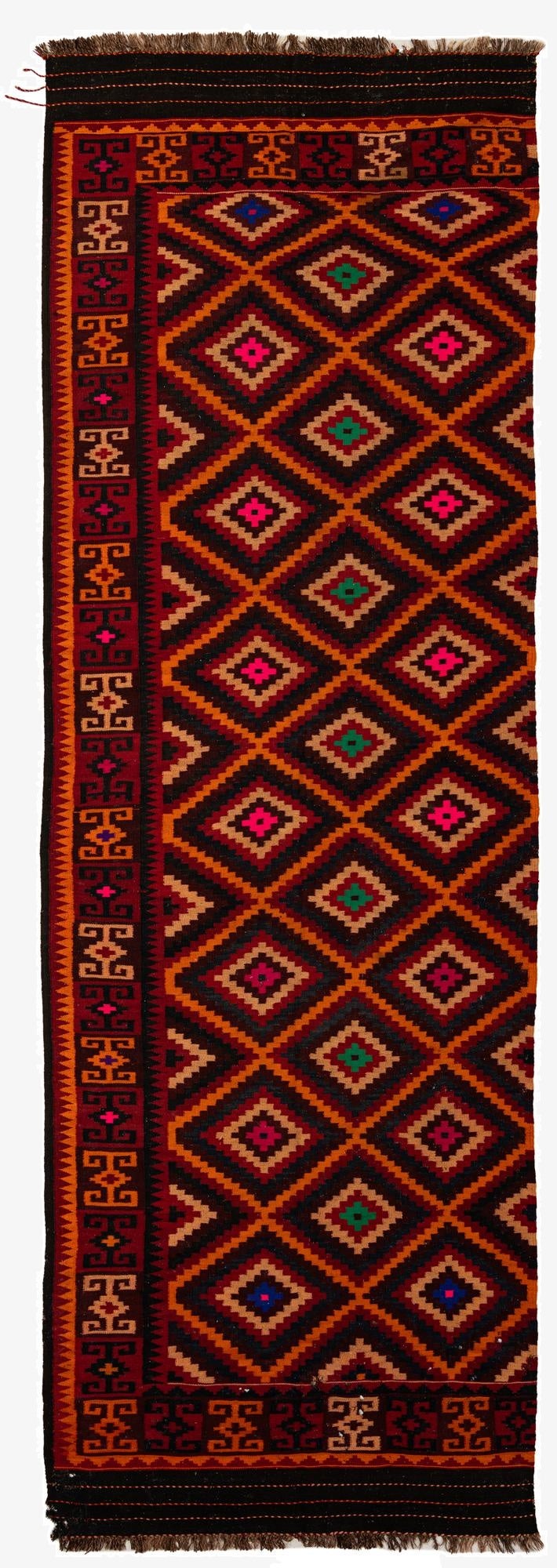  4' 6 x 14'  Hand Woven Kilim Fars Wool Runner Rug