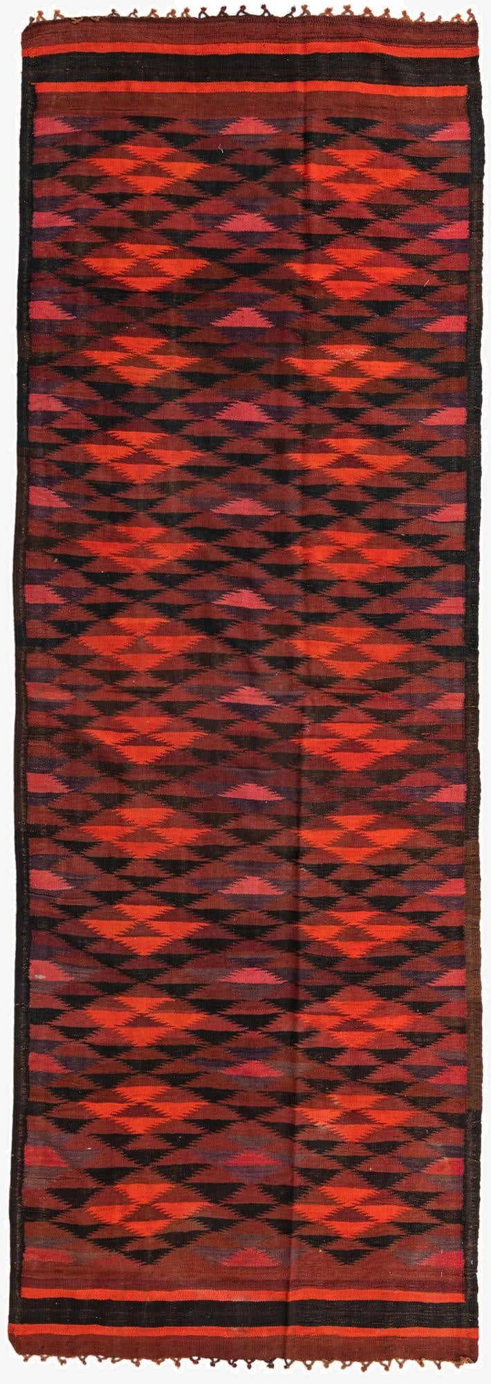  4' 4 x 12' 10  Hand Woven Kilim Fars Wool Runner Rug