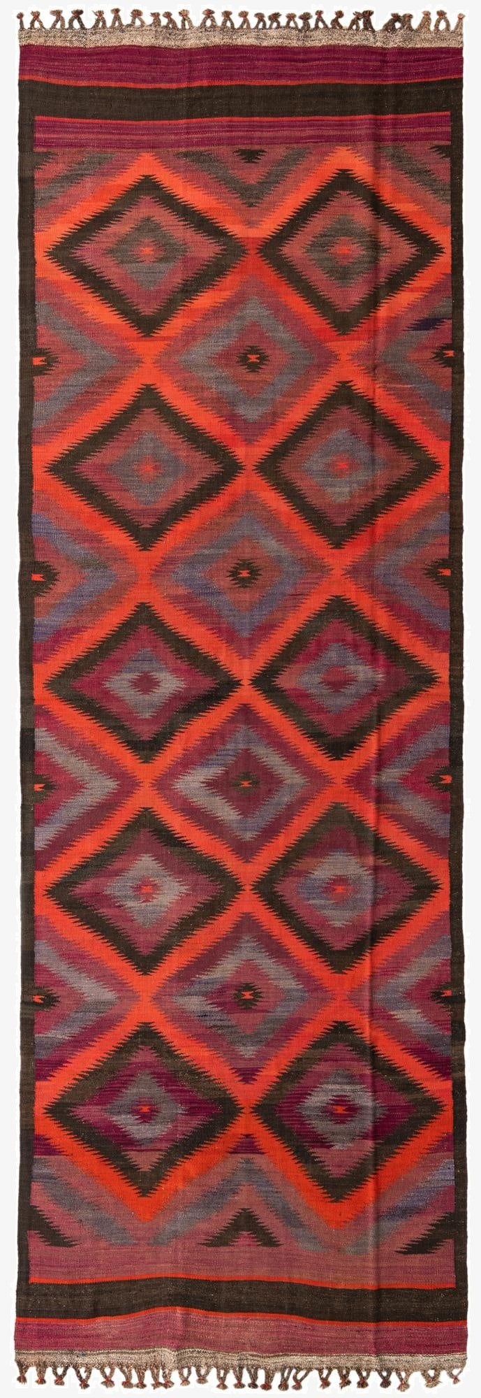  4' 9 x 15'  Hand Woven Kilim Fars Wool Runner Rug