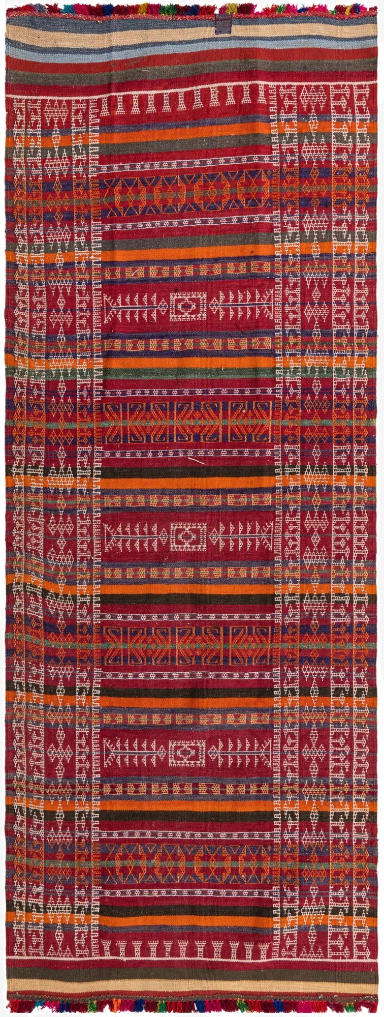  3' 9 x 10' 2  Hand Woven Kilim Fars Wool Runner Rug