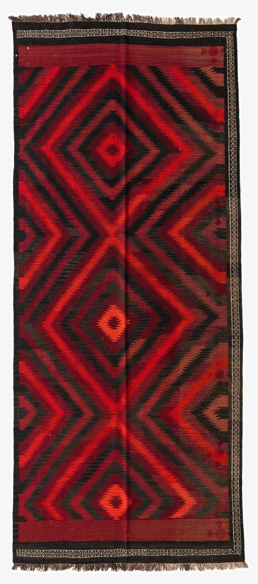  4' 9 x 11' 1  Hand Woven Kilim Fars Wool Runner Rug