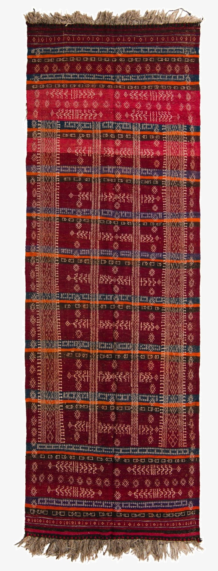 4' 7 x 13' 3  Hand Woven Kilim Fars Wool Runner Rug