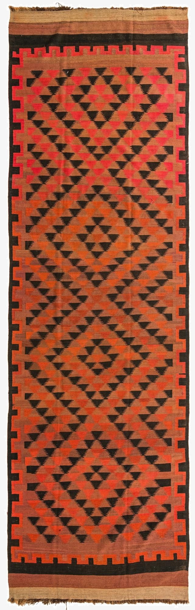  4' 8 x 15' 3  Hand Woven Kilim Fars Wool Runner Rug