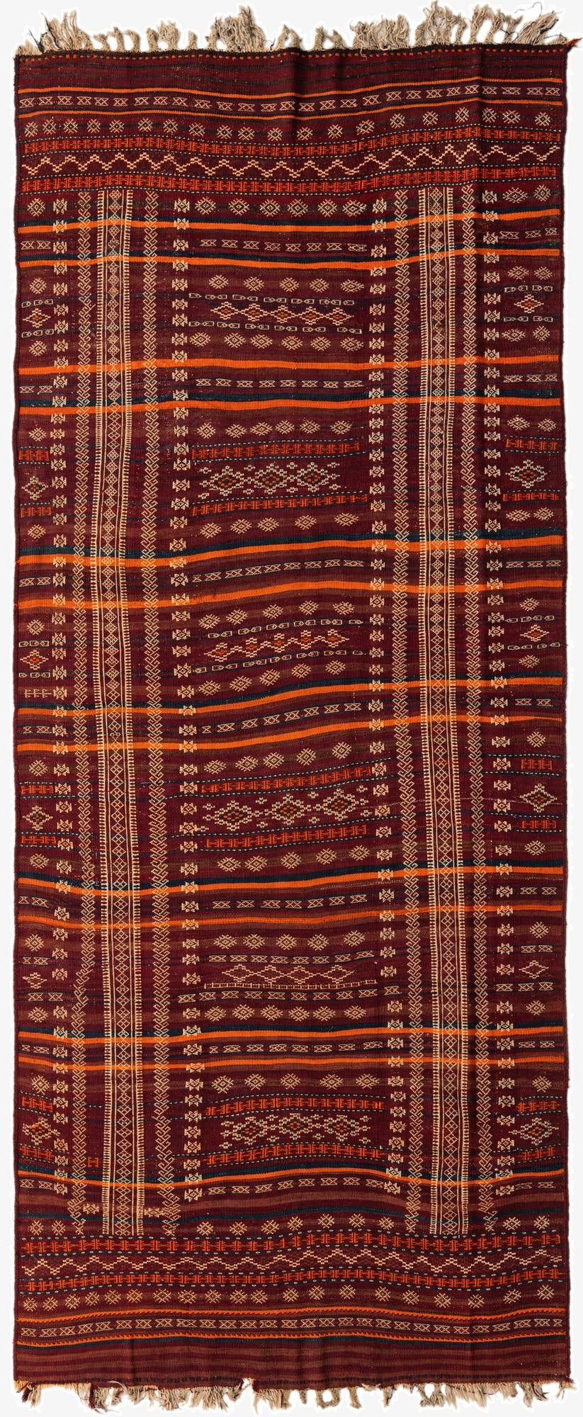  4' 6 x 10' 9  Hand Woven Kilim Fars Wool Runner Rug